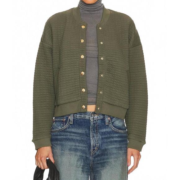 NEW NATION LTD logan oversized bomber jacket in stoned moss